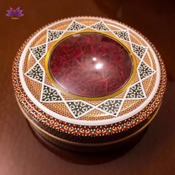 زعفران سرگل خراسان ظرف خاتم 4 گرمی ضمانتی